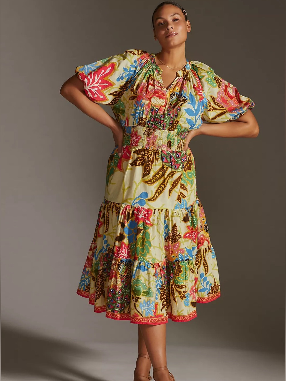 Conditions Apply for Anthropologie Multicolor Floral Tiered Maxi Dress size 14